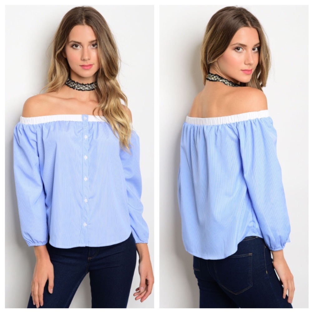 Blue Off Shoulder Top